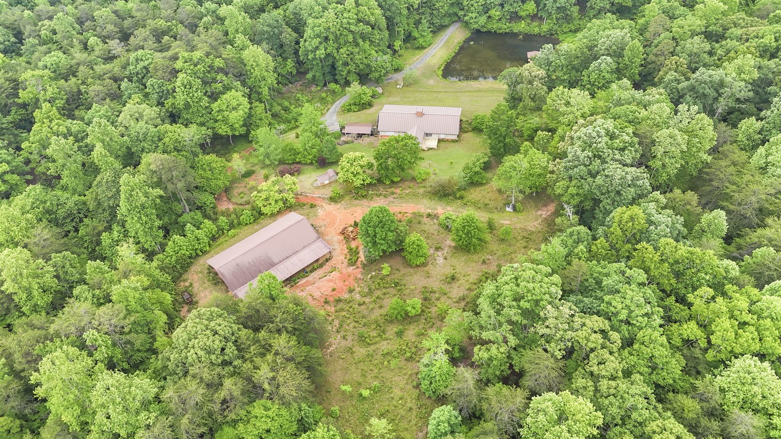 Aerial view of 4454 Ledan Ext, Gainesville GA, the estate and its acreage