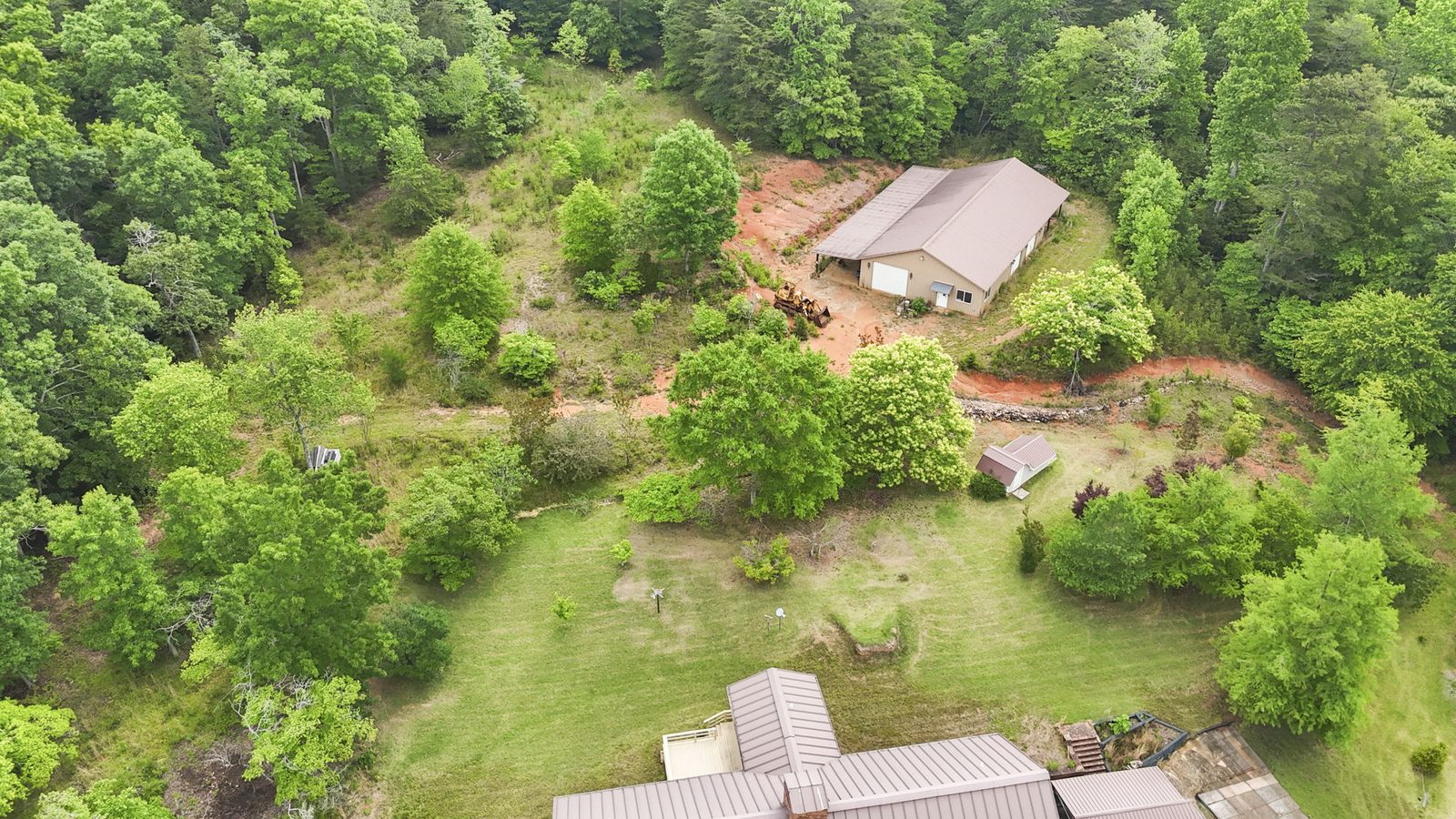 Aerial view of 4454 Ledan Ext, Gainesville GA, the estate and its acreage